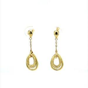 0.19 CTW DEW Moissanite Oval Chain Drop Earrings in 14K Yellow Gold