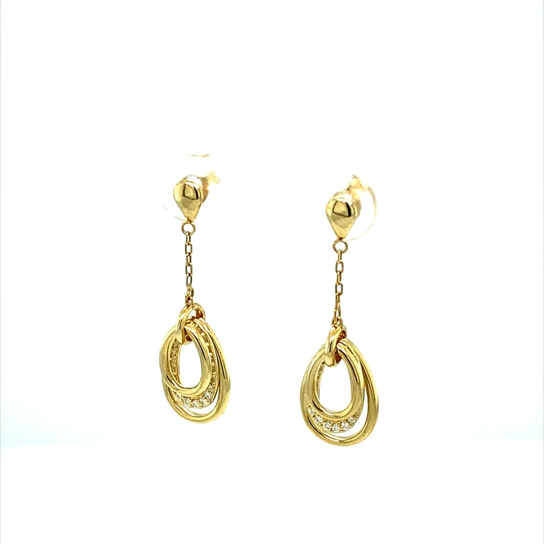0.19 CTW DEW Moissanite Oval Chain Drop Earrings in 14K Yellow Gold