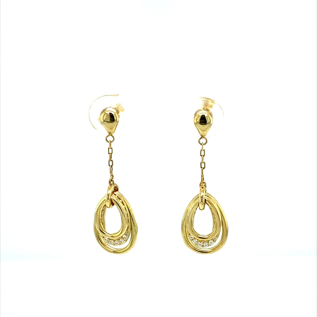 0.19 CTW DEW Moissanite Oval Chain Drop Earrings in 14K Yellow Gold