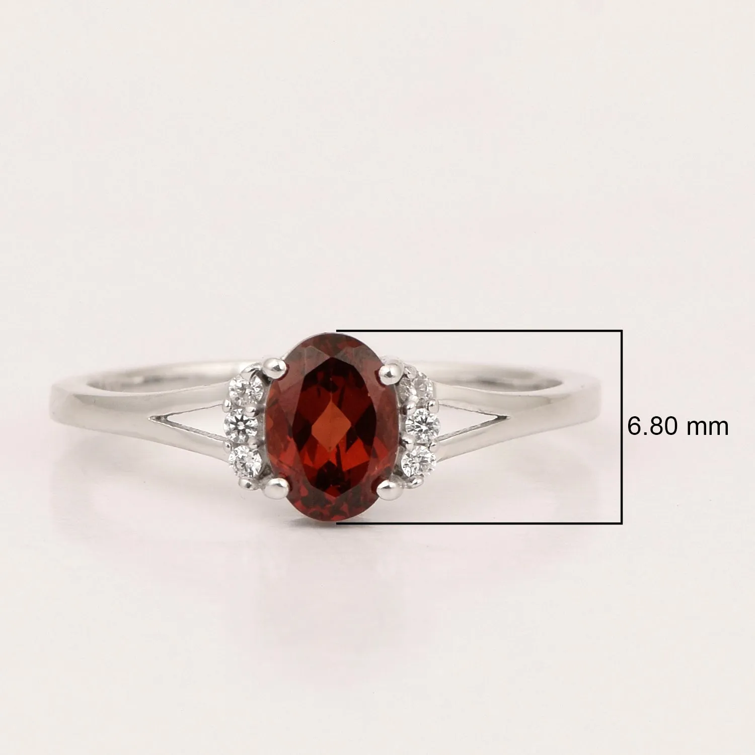 0.65 Ctw Oval Garnet 925 Sterling Silver Solitaire Accents Women Wedding Ring