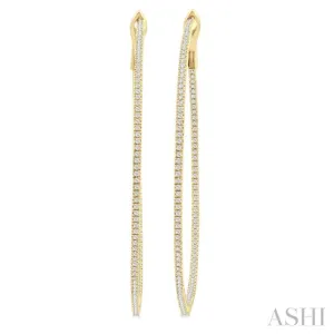 1 ctw Inside & Outside Round Cut Diamond Hoop Earring in 14K Yellow Gold