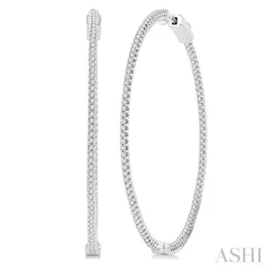 1 ctw Inside-Out Round Cut Diamond 1 3/4 Inch Hoop Earrings in 14K White Gold