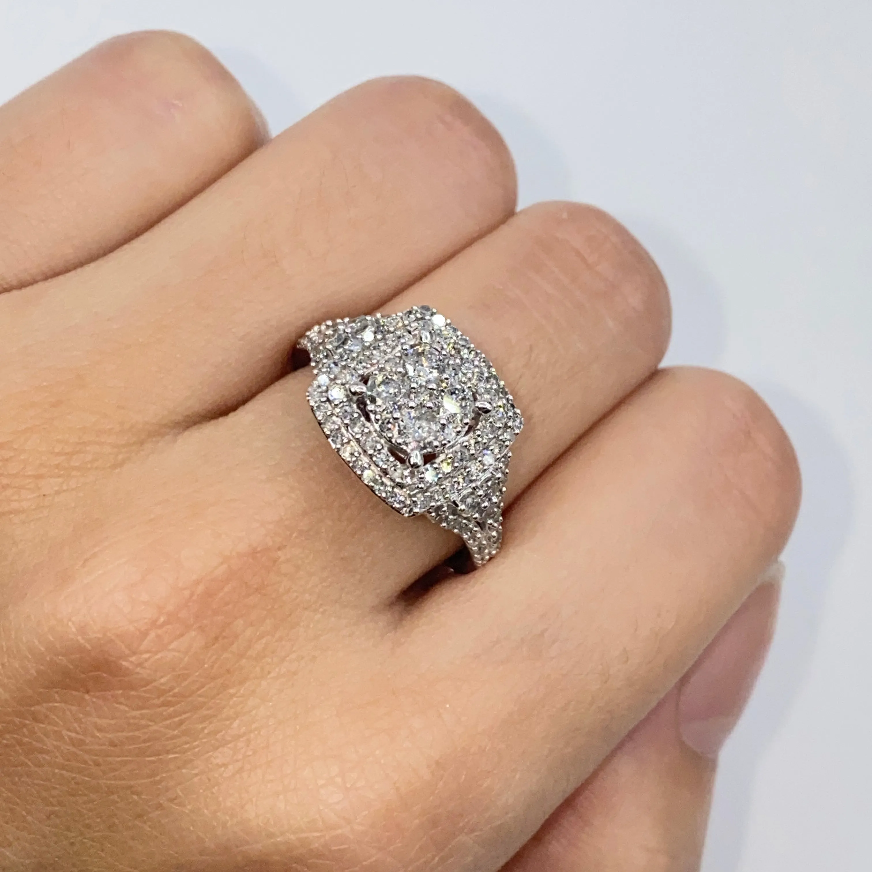 10K Circle Square Halo Diamond Engagement Ring