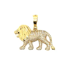 10k Gold Iced Out Lion Pendant with .81ct of Round Natural Diamonds - SP11938