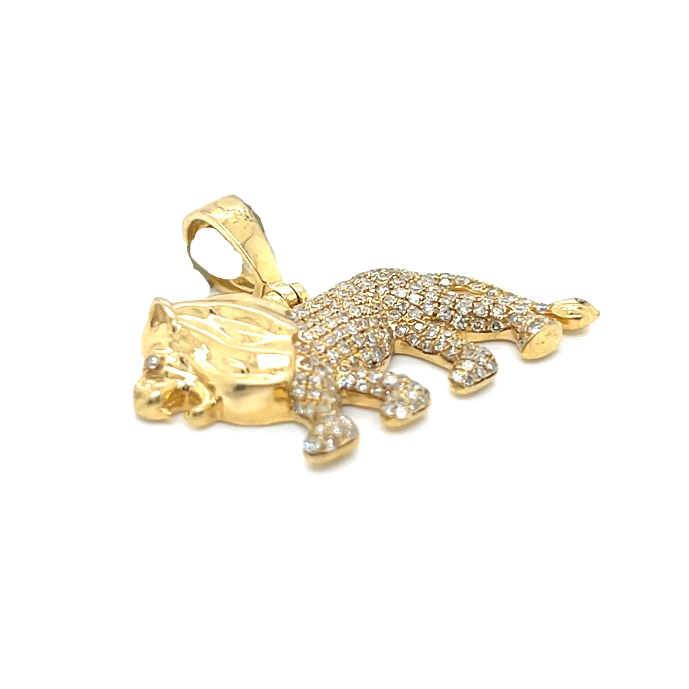10k Gold Iced Out Lion Pendant with .81ct of Round Natural Diamonds - SP11938