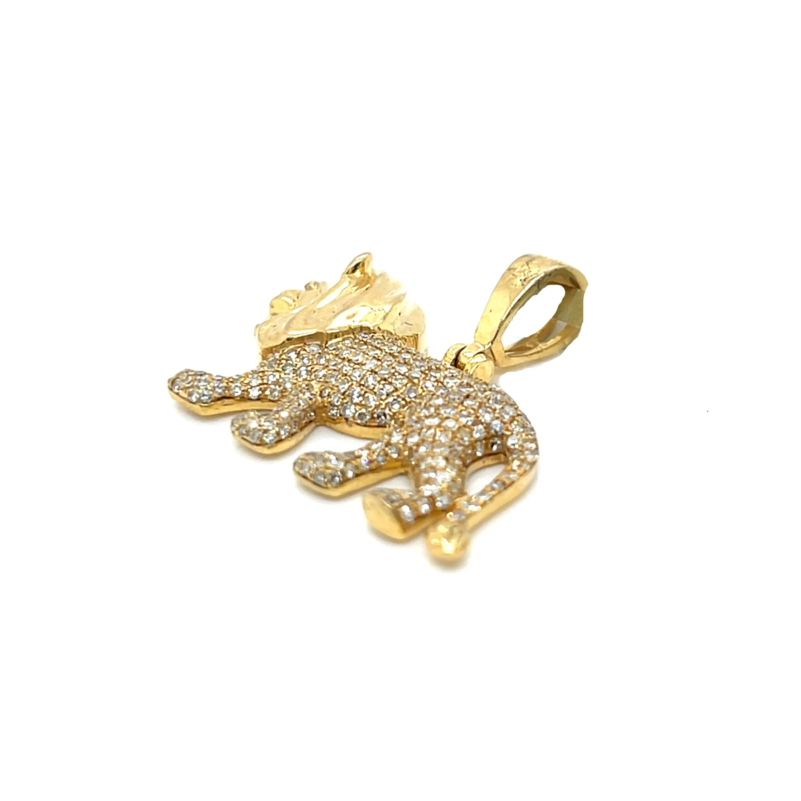 10k Gold Iced Out Lion Pendant with .81ct of Round Natural Diamonds - SP11938