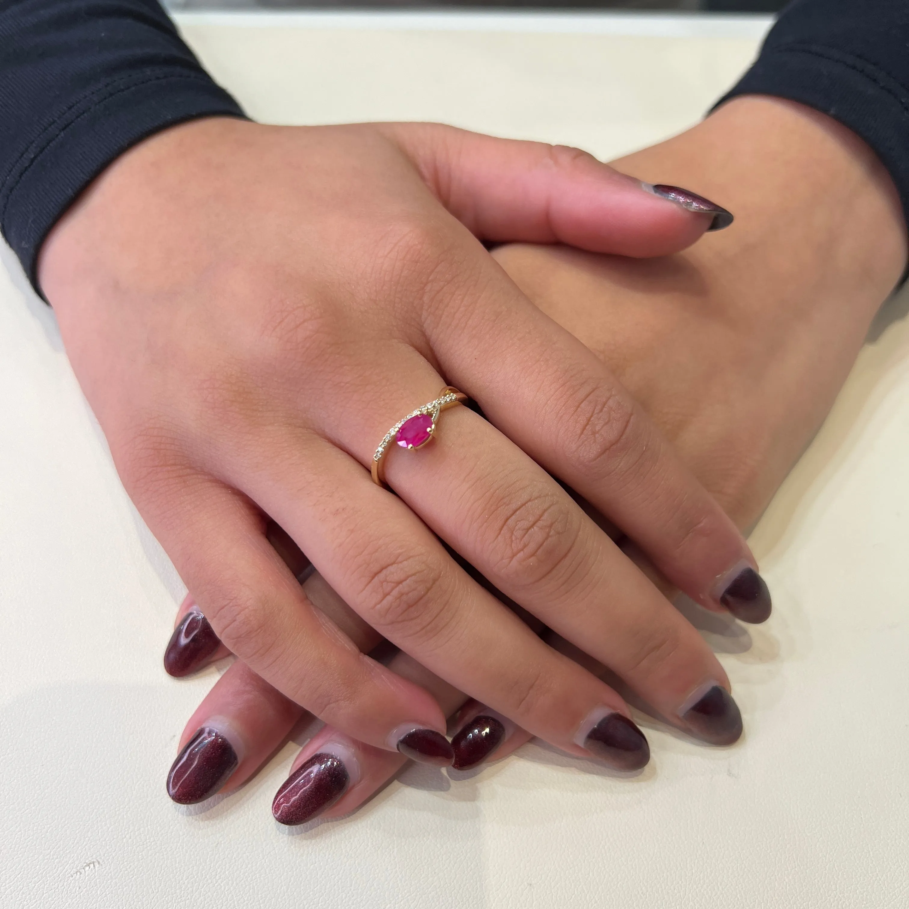 10K Gold Oval Ruby and Diamond Ring