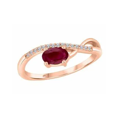 10K Gold Oval Ruby and Diamond Ring