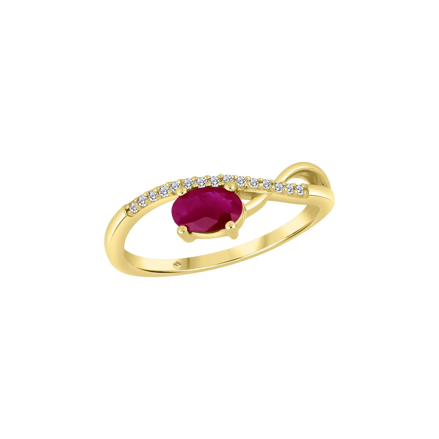 10K Gold Oval Ruby and Diamond Ring