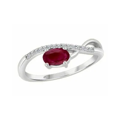 10K Gold Oval Ruby and Diamond Ring
