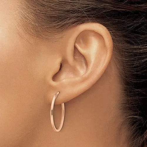 10K Rose Gold Polished Finish Oval Hoop Earrings
