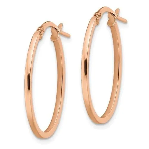 10K Rose Gold Polished Finish Oval Hoop Earrings
