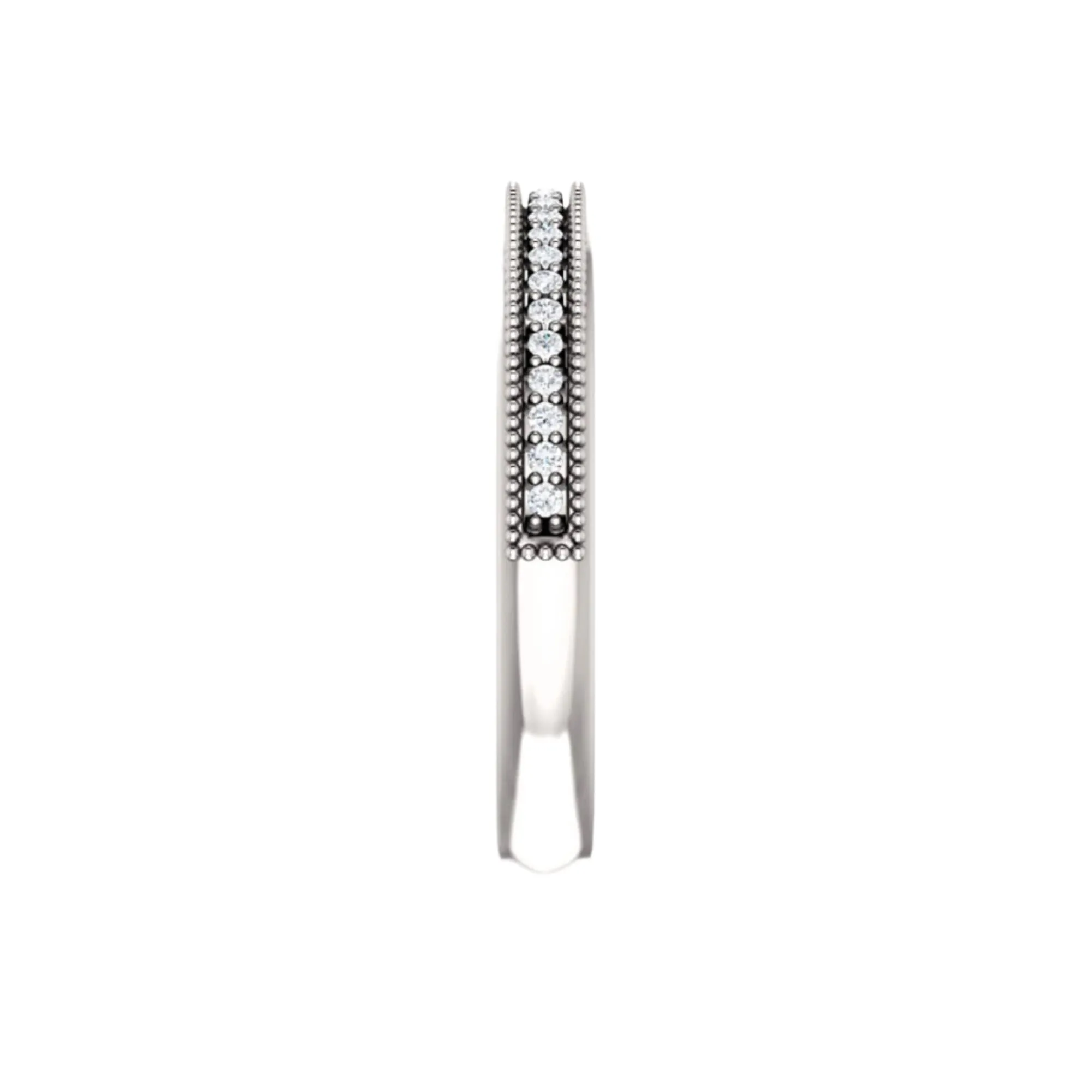10k White Gold 0.33ct Baguette Diamonds Beaded Band Ring -SR26332
