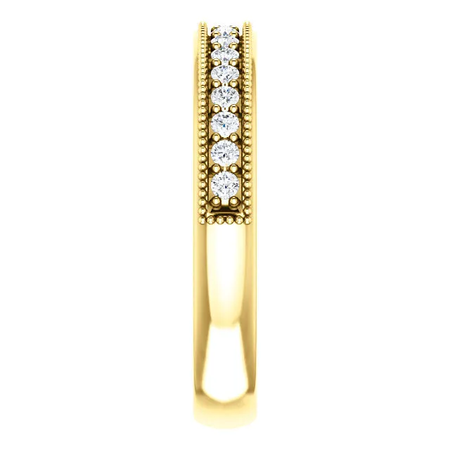 10k White Gold 0.33ct Baguette Diamonds Beaded Band Ring -SR26332