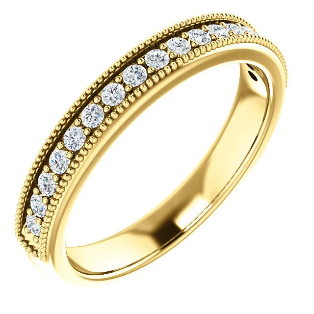 10k White Gold 0.33ct Baguette Diamonds Beaded Band Ring -SR26332