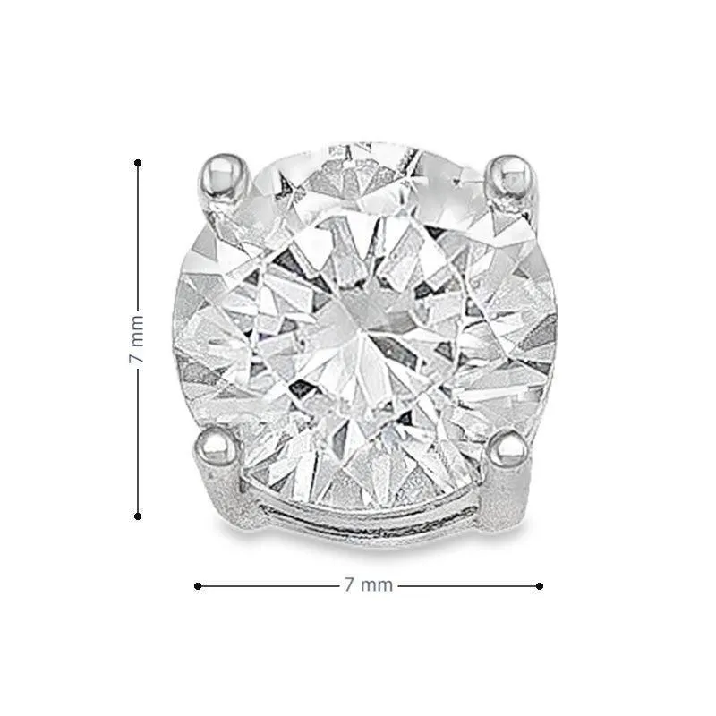 10K White Gold 7mm CZ Stud Earrings