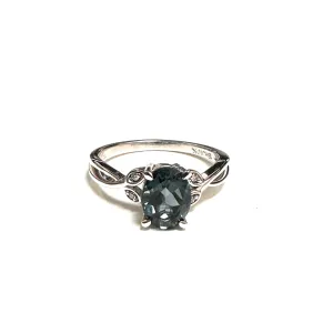 10K White Gold London Blue Topaz and Diamond Ring