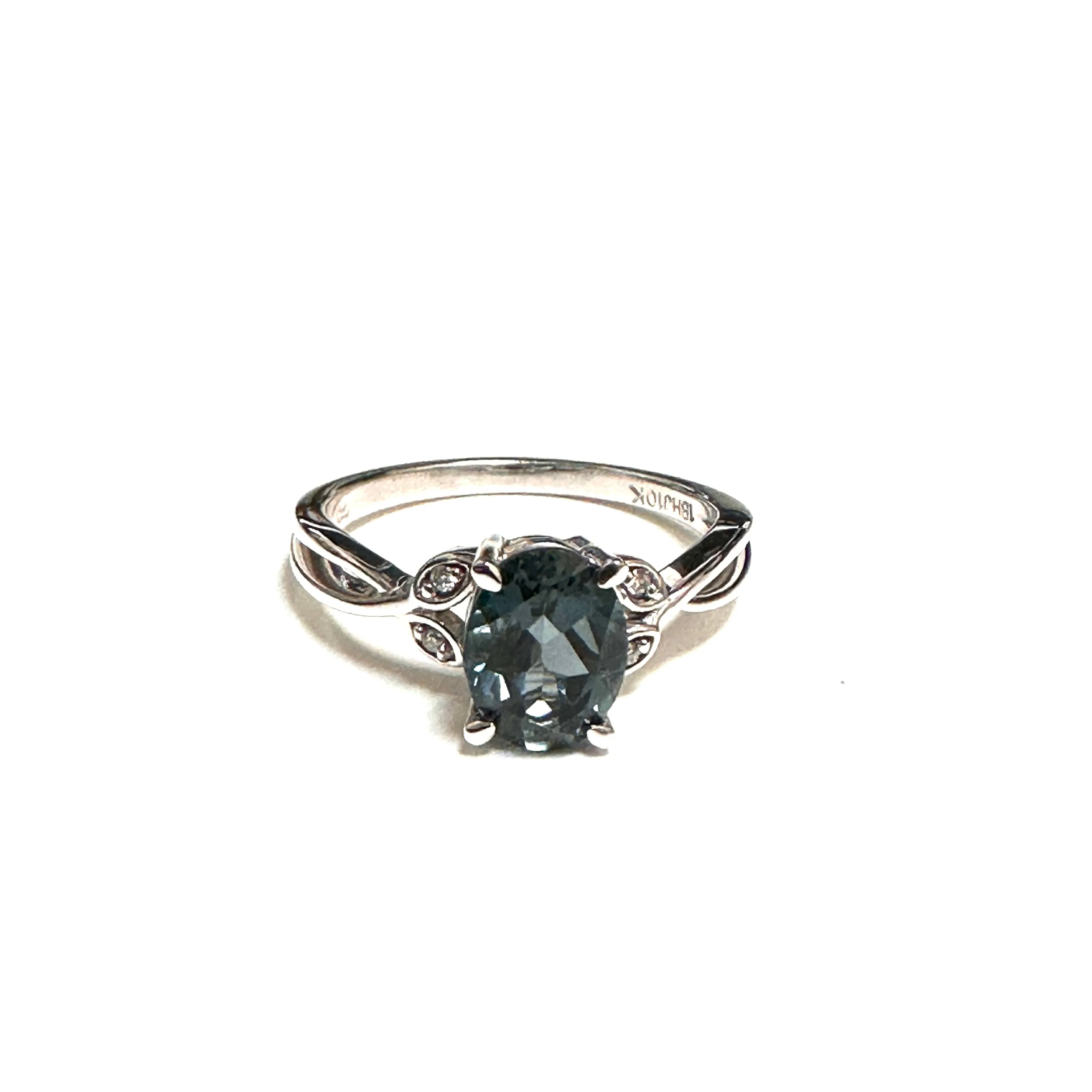 10K White Gold London Blue Topaz and Diamond Ring