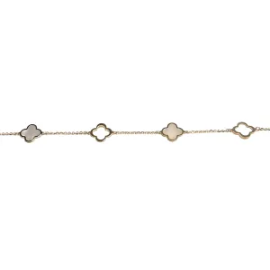 10K Yellow Gold (10mm) Designer Style Clover Mother of Pearl Bracelet
