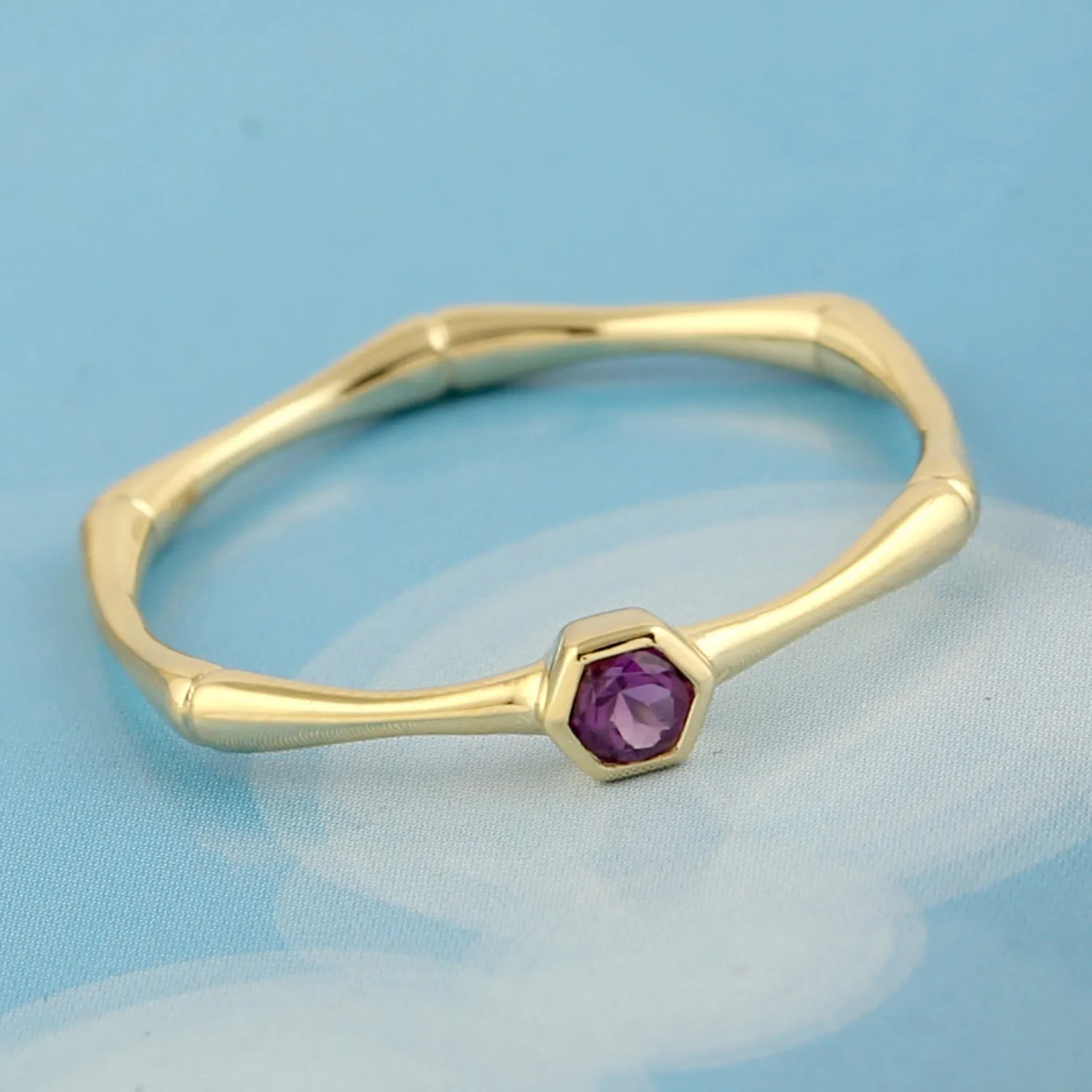10k Yellow Gold Amethyst Rings Gemstone Jewelry For Women's