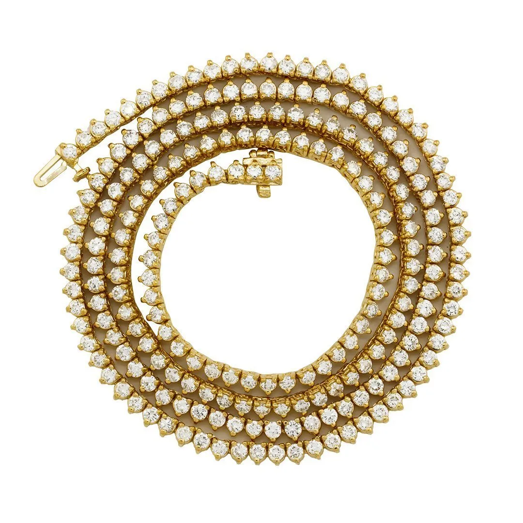 10k Yellow Gold Diamond Tennis Chain 4 mm 15.25 Ctw
