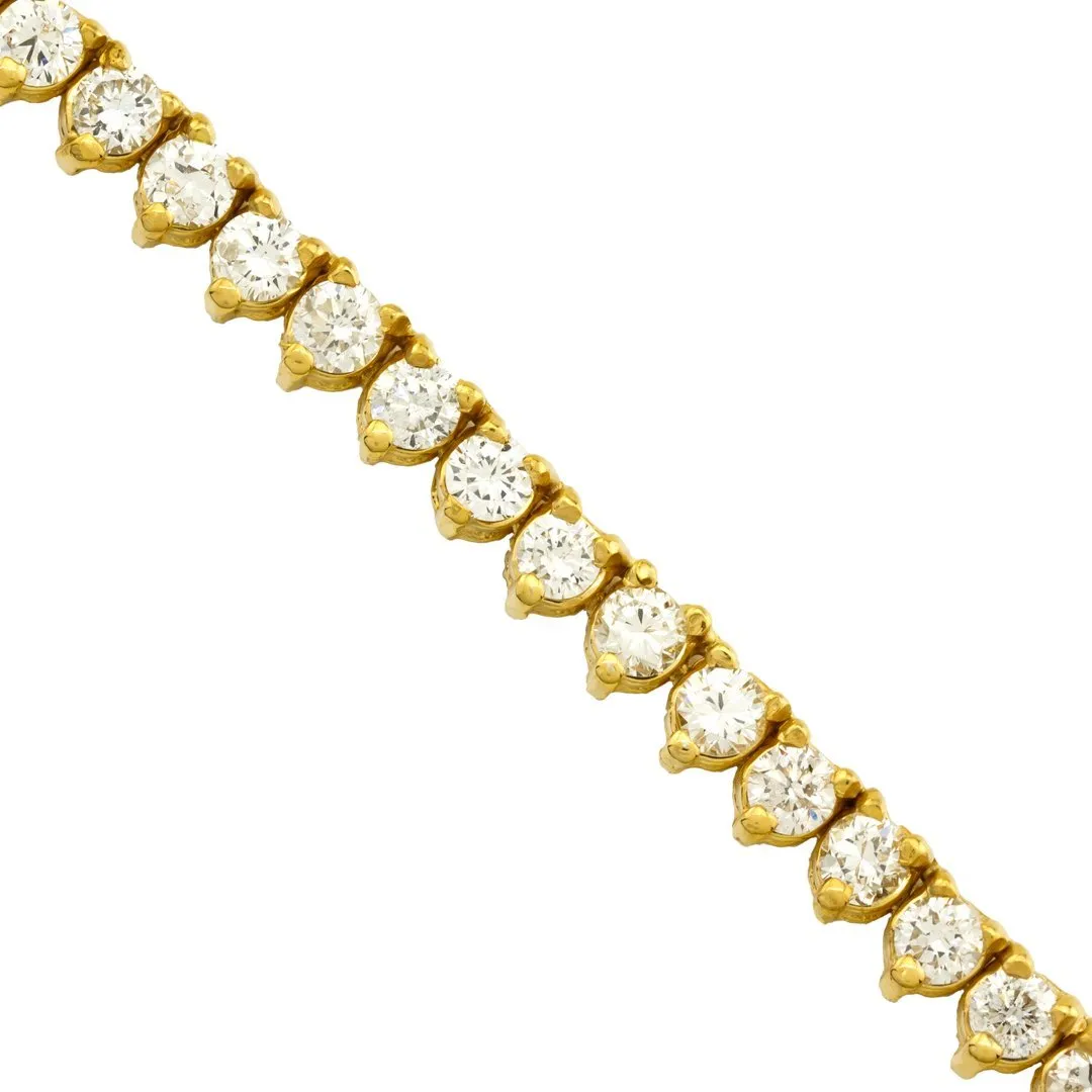 10k Yellow Gold Diamond Tennis Chain 4 mm 15.25 Ctw