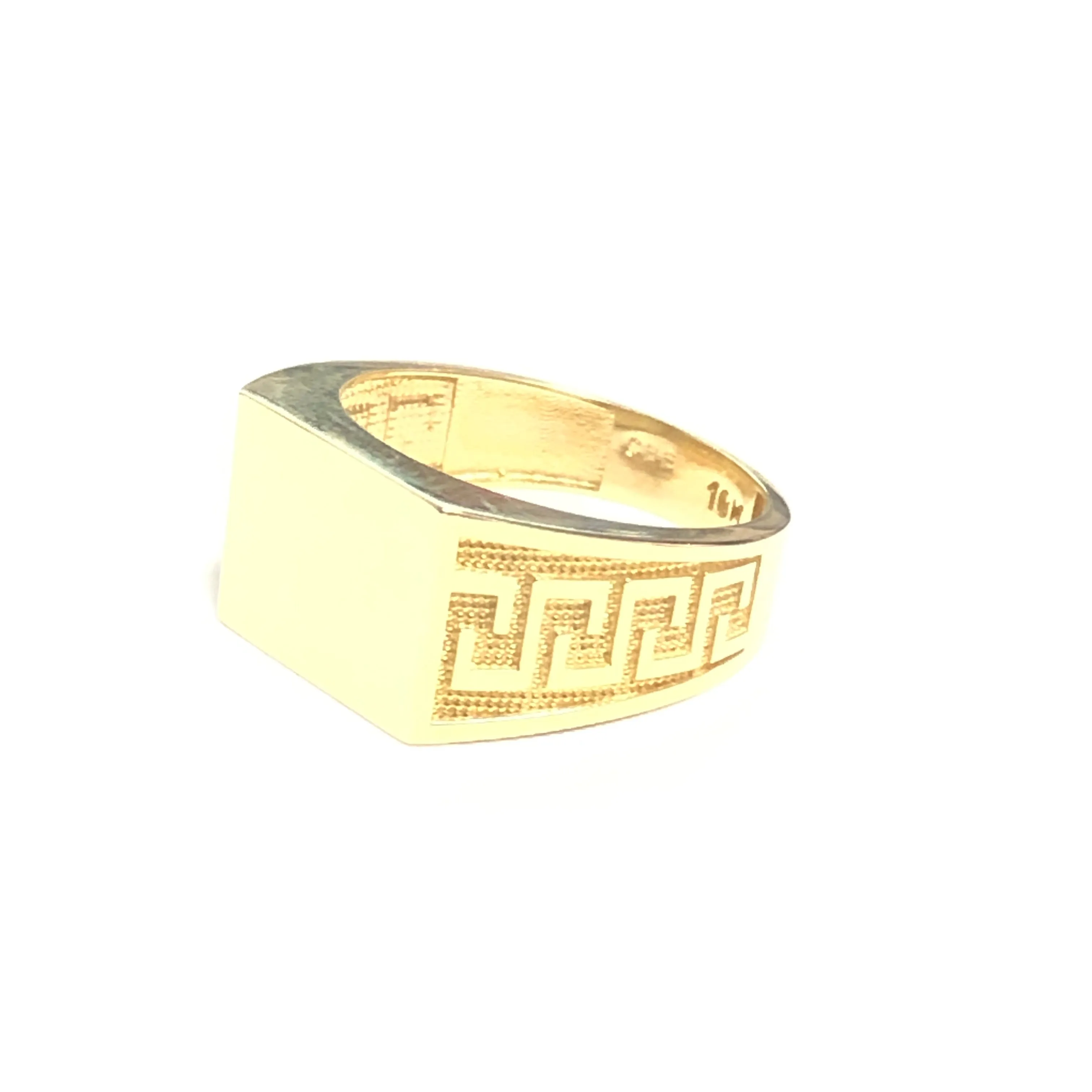 10K Yellow Gold Greek Key Design Signet Ring