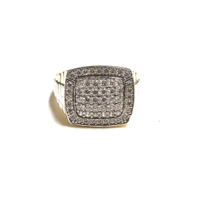 10K Yellow Gold Pavee Set Men's Cubic Zirconia Ring
