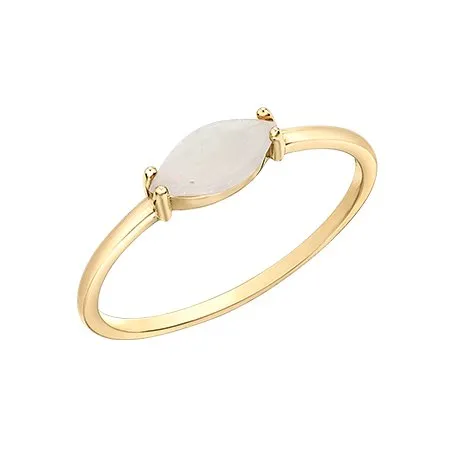 10K Yellow Gold Sideway Set Marquise Shape Opal Ring