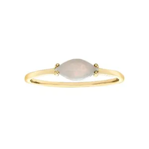 10K Yellow Gold Sideway Set Marquise Shape Opal Ring