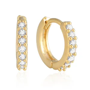 11 mm_Cubic Zirconia Small Hoop Huggie Earrings 14K Gold Plated