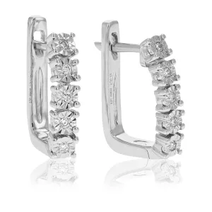 1/10 cttw Lab Grown Diamond Hoop Earrings in Sterling Silver
