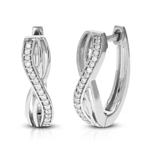 1/10 cttw Lab Grown Diamond infinity Hoop Earrings in Sterling Silver