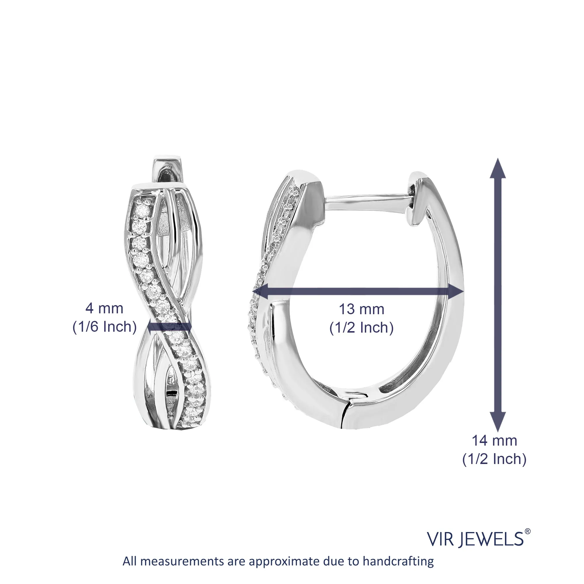 1/10 cttw Lab Grown Diamond infinity Hoop Earrings in Sterling Silver