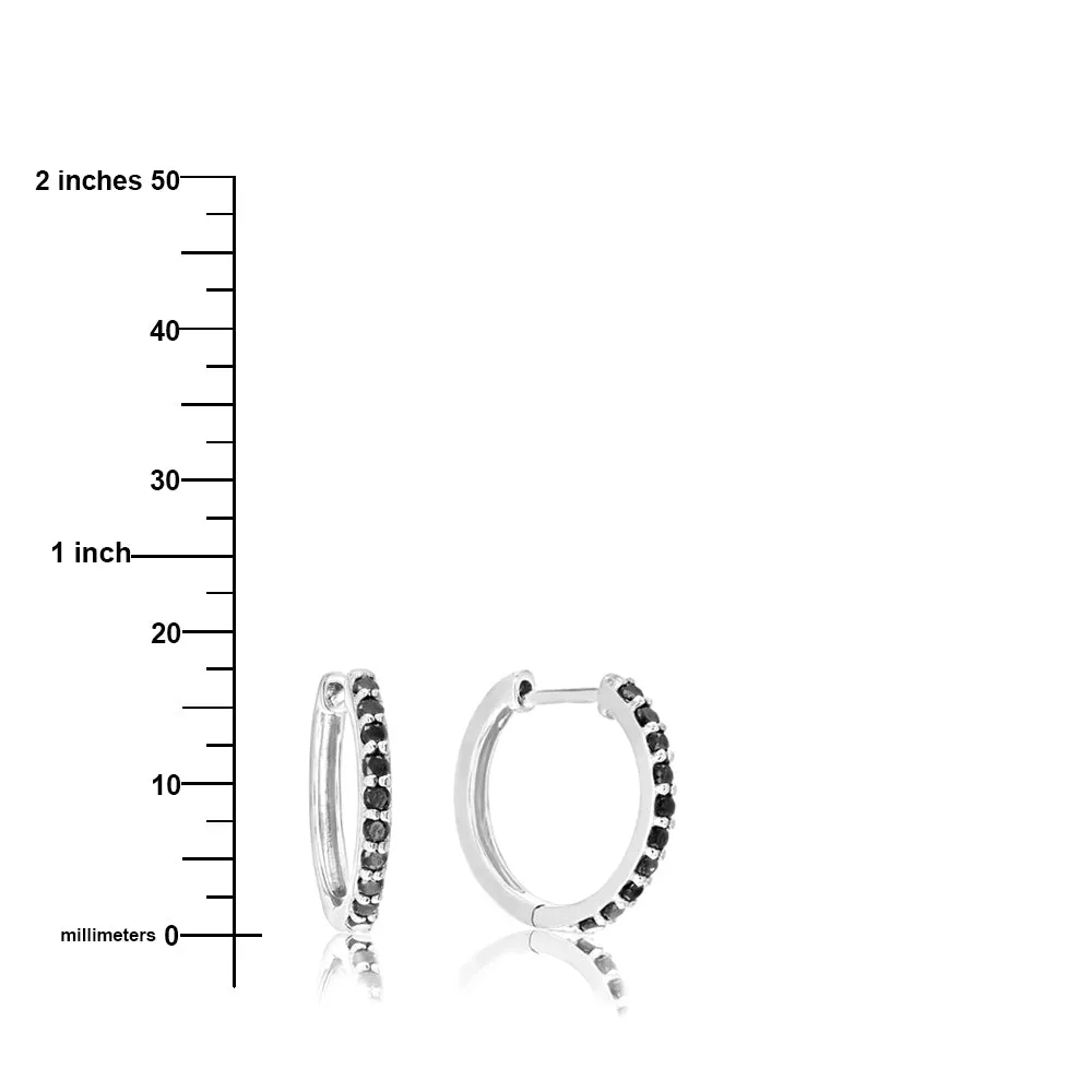 1/2 cttw Black Diamond Hoop Earrings in .925 Sterling Silver