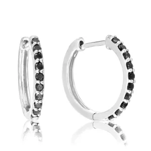1/2 cttw Black Diamond Hoop Earrings in .925 Sterling Silver