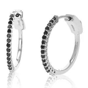 1/2 cttw Black Diamond Hoop Earrings in .925 Sterling Silver