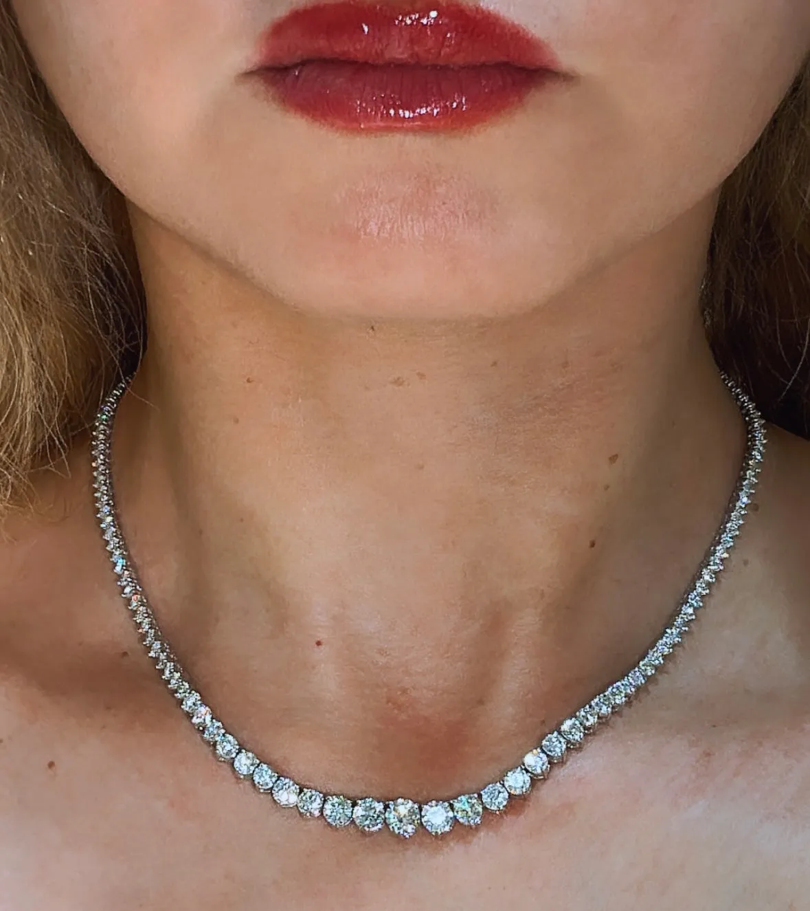 12.35ct tw Diamond Riviera Line Tennis Gradual Statement Necklace