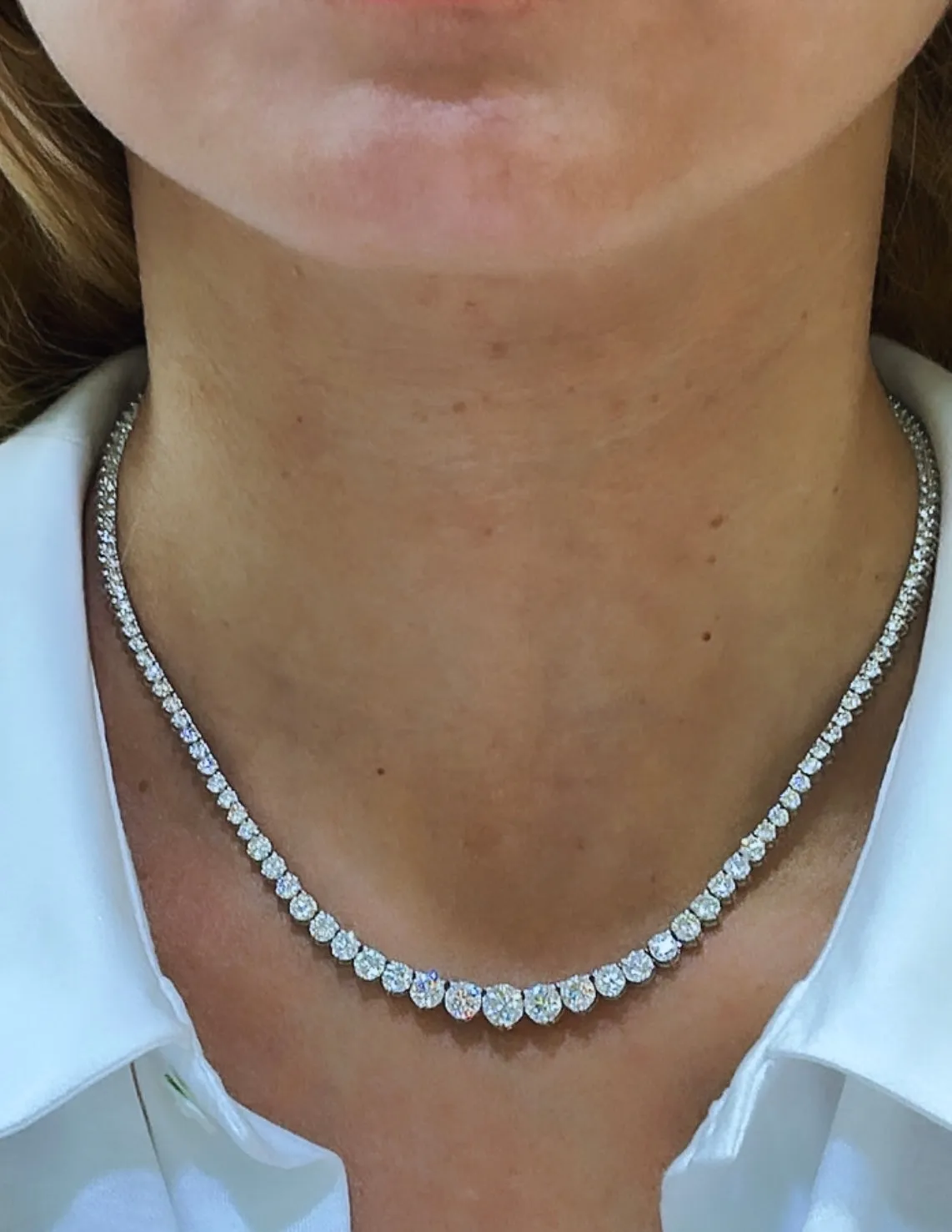 12.35ct tw Diamond Riviera Line Tennis Gradual Statement Necklace