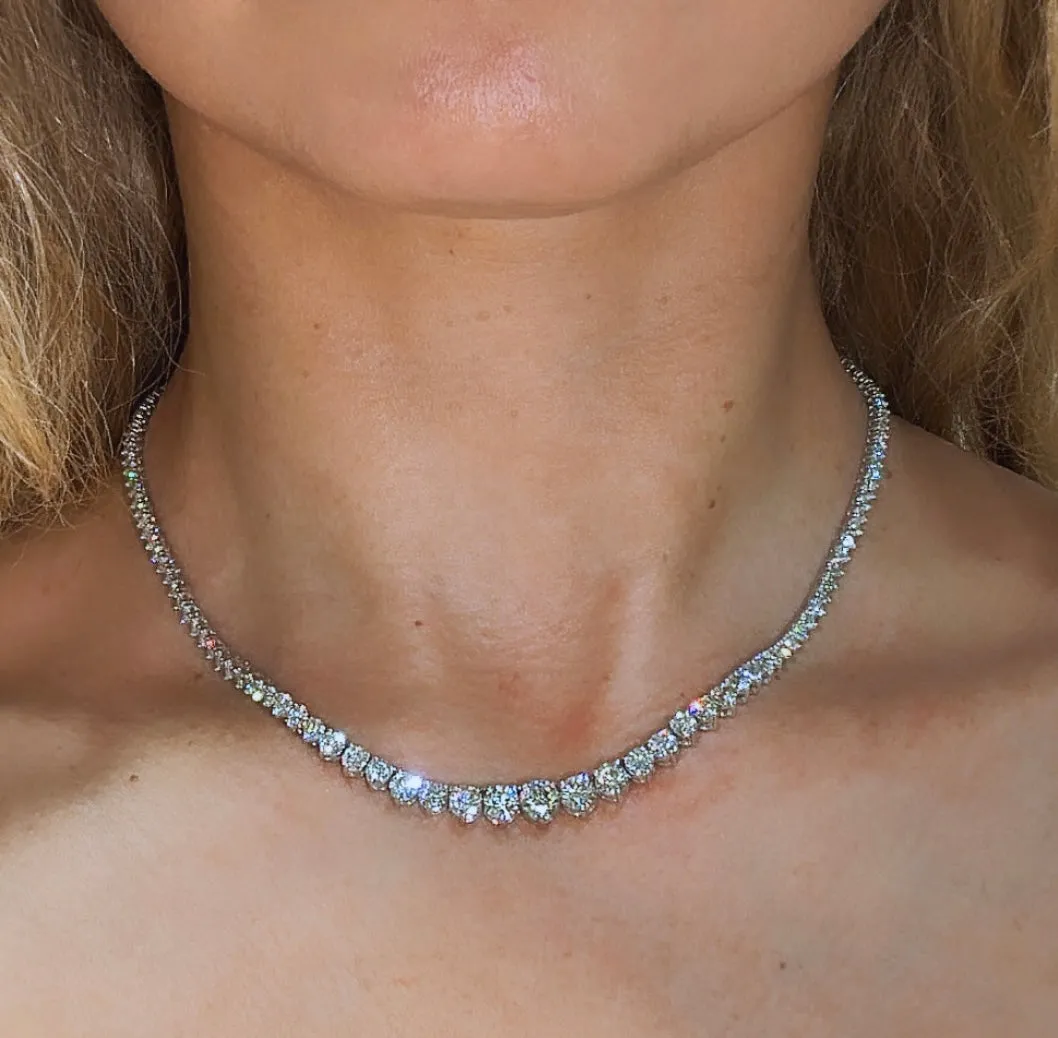 12.35ct tw Diamond Riviera Line Tennis Gradual Statement Necklace