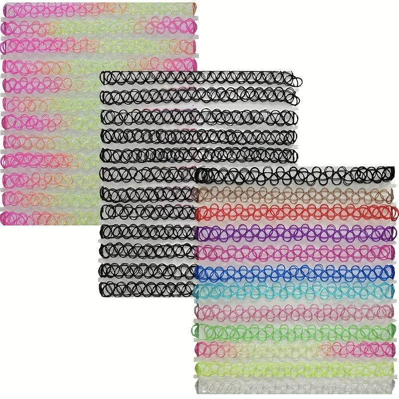 12pcs Elastic Choker Necklace Stretch Tattoo Necklaces