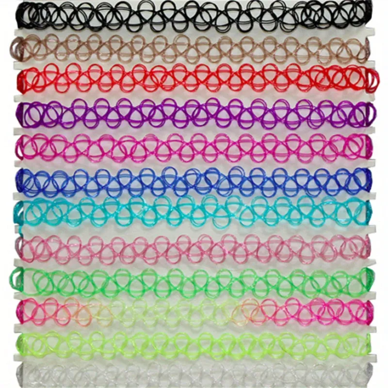 12pcs Elastic Choker Necklace Stretch Tattoo Necklaces