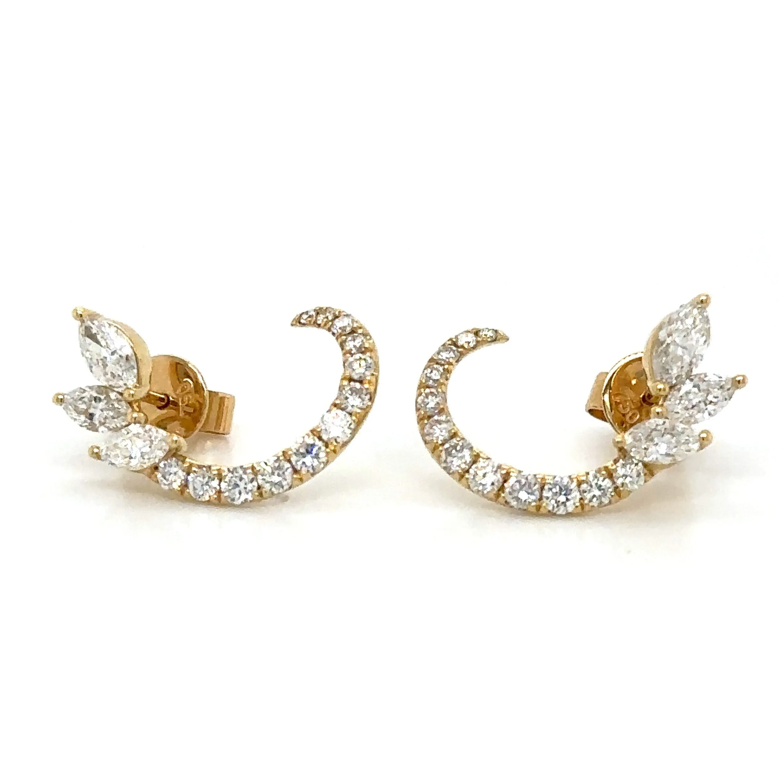 1.30ct tw Diamond Fancy Pave Half Circle with marquise-cuts Earrings