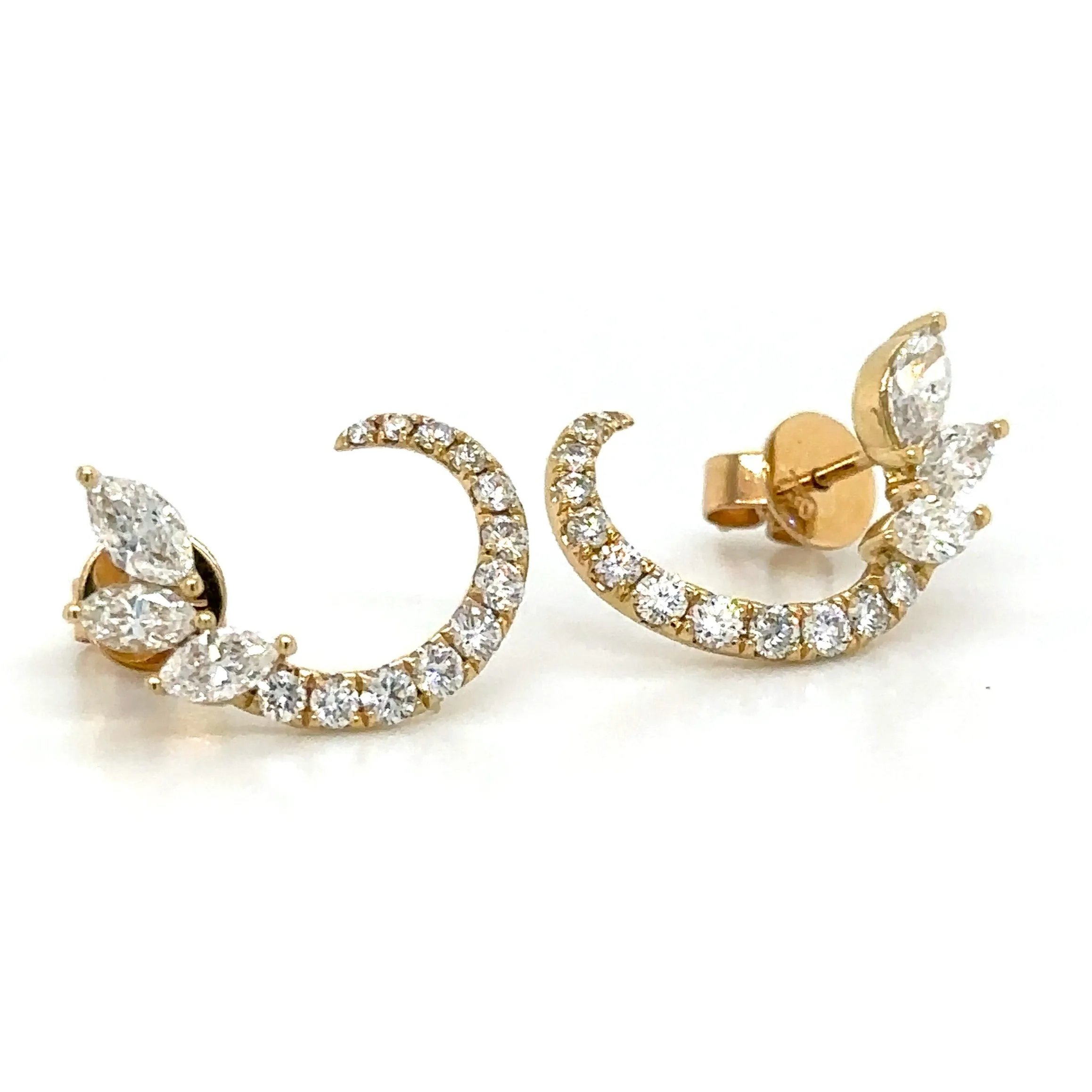 1.30ct tw Diamond Fancy Pave Half Circle with marquise-cuts Earrings