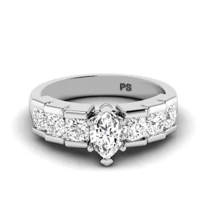 1.35-3.85 CT Round & Marquise Cut Lab Grown Diamonds - Engagement Ring
