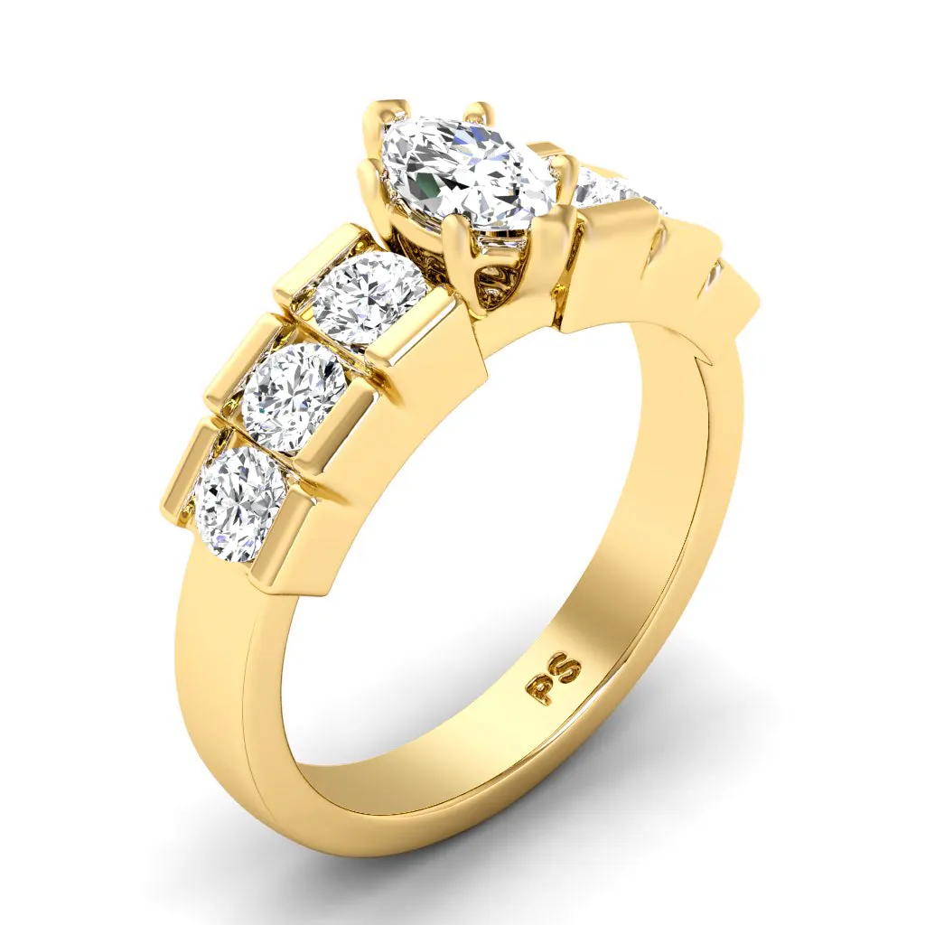 1.35-3.85 CT Round & Marquise Cut Lab Grown Diamonds - Engagement Ring