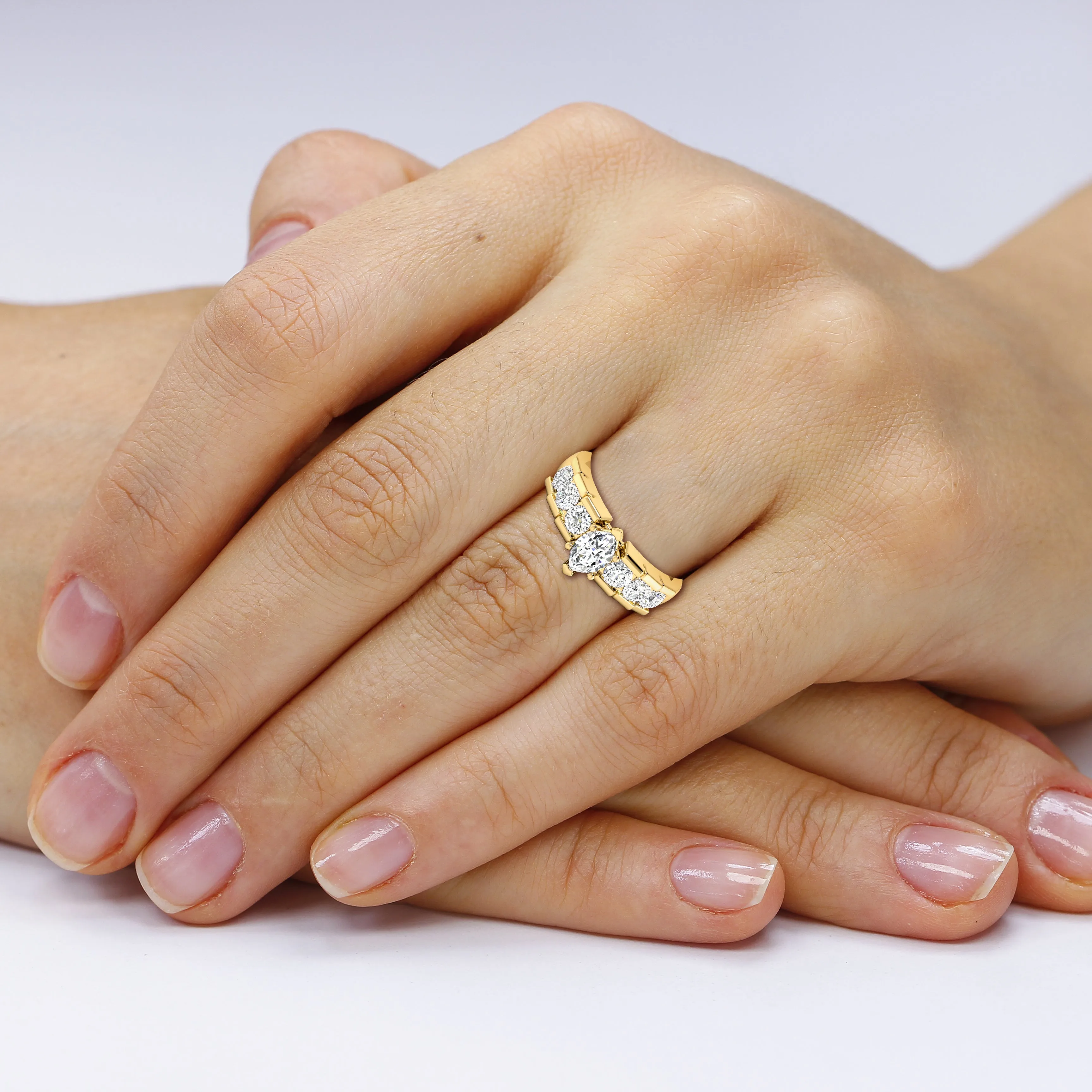 1.35-3.85 CT Round & Marquise Cut Lab Grown Diamonds - Engagement Ring
