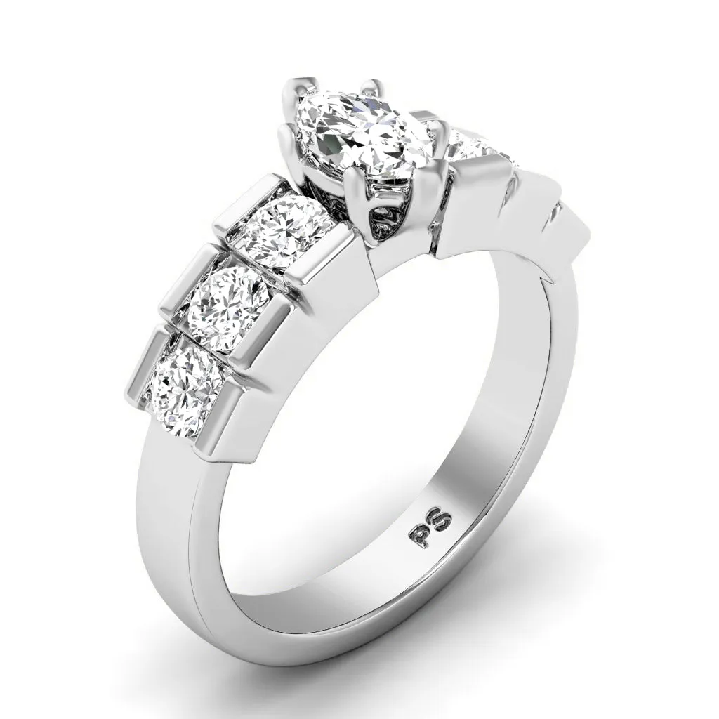 1.35-3.85 CT Round & Marquise Cut Lab Grown Diamonds - Engagement Ring