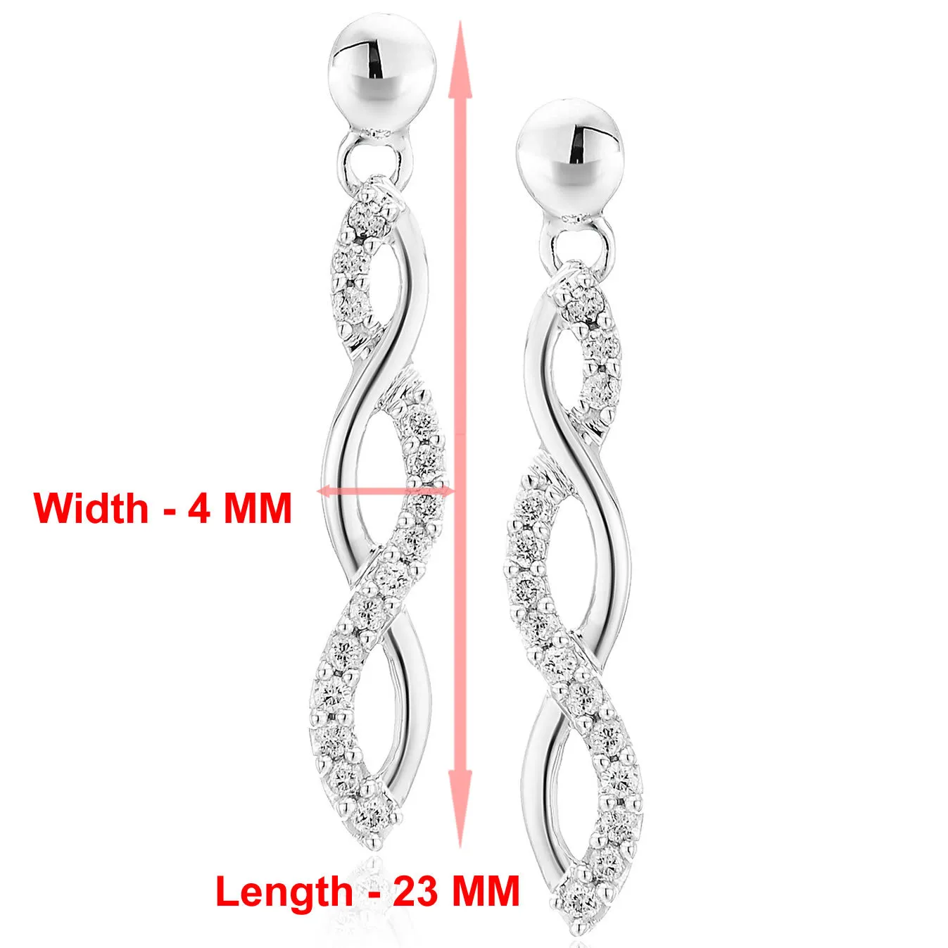 1/4 cttw Diamond Twisted Drop Dangle Earrings in Sterling Silver