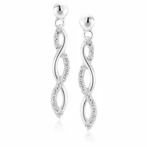 1/4 cttw Diamond Twisted Drop Dangle Earrings in Sterling Silver
